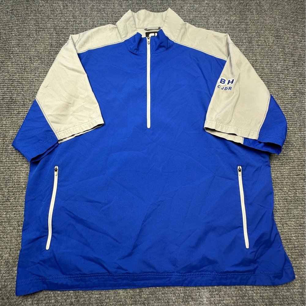 FootJoy Pullover Windbreaker Mens 3XL Blue Grey Quarter Zip Short Sleeve